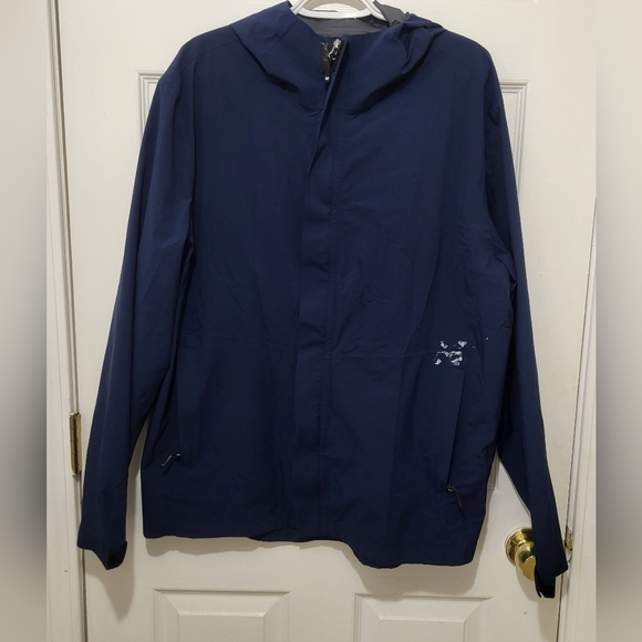 32 Degrees Cool Weatherproof Navy Blue Men's Refuge Rain Jacket- Walking Hiking - Picture 1 of 11